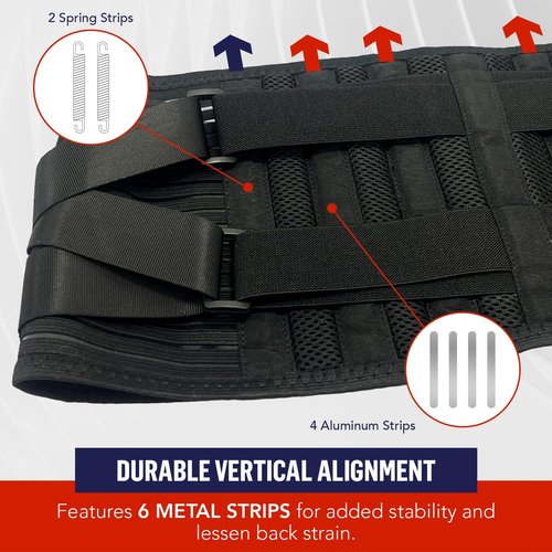 Dr. Arthritis Back Brace Support Belt, Medical Lower Lumbar Brace for Men & Women, Sciatica, Herniated Disc, Scoliosis & More, Black, Large