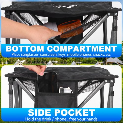 Bolosy Camping Stool Oversized Camping Foot Stool Ottoman 450 lbs Heavy Duty Camp Stool Padded Camping Chair Foot Rest Foldable Footrest