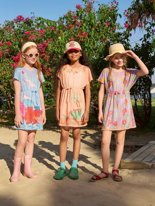 Haloumoning Girls Swim Cover-Up - Summer Printed Short Sleeve Bathing Suit | Sizes 5-14Y