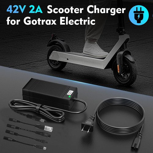 EVAPLUS 42V 2A Fast Charger - UL Certified with 5 Type Plugs for 36V Lithium Batteries | Compatible with Electric Scooters