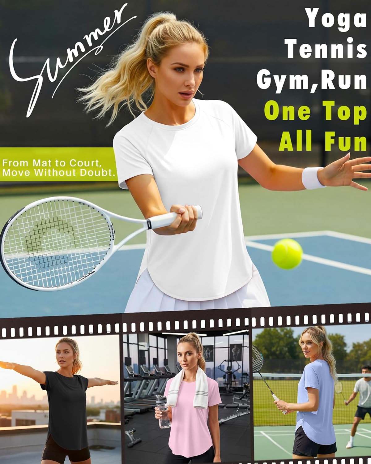 Skiennix Women's Workout Shirts - Quick Dry Athletic Tops | 4 Pack Short Sleeve Yoga Tees