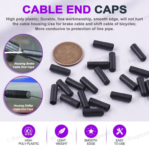 Swpeet 83Pcs Stainless Steel Bike Cable Cutter and Brake Cable Housing Shift Cable Housing with End Caps, Bike Brake Cable Shifter Cable and O-Rings Kit, Perfect for Mountain Road Bike Bicycle