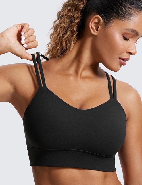 CRZ YOGA Longline Sports Bra - Soft Butterluxe Fabric with Double Spaghetti Straps | Women's Yoga Crop Top