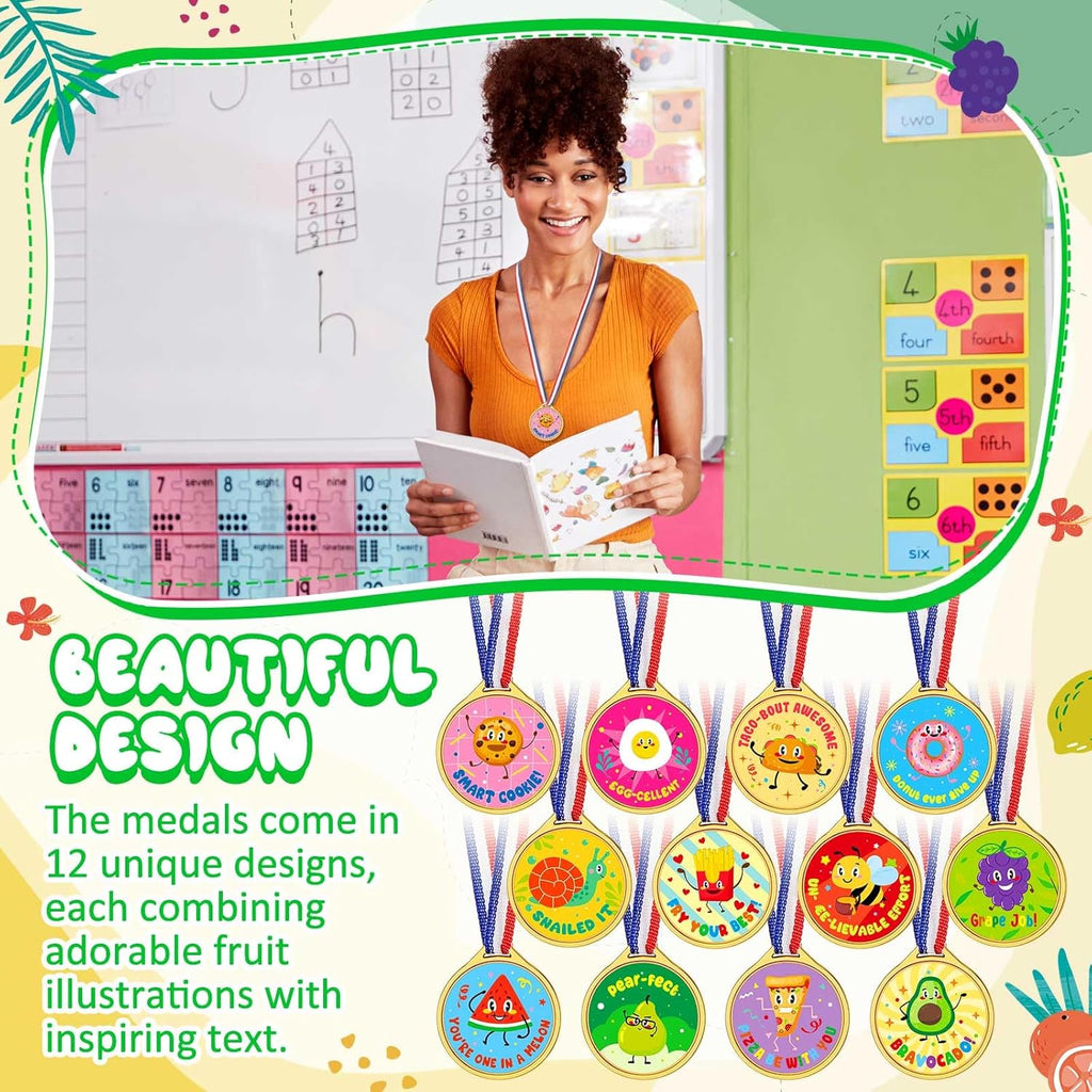 Skiennix Gold Plastic Award Medals - 36 Pcs Motivational Stickers for Kids | Perfect for Sports and Classroom Rewards