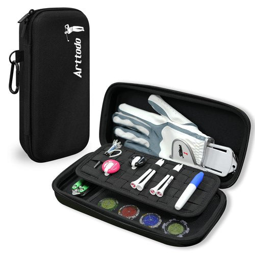 Arttodo Golf Glove Case with Glove Shaper, Golf Accessories Storage Case for Tees, Ball Markers, Phone, Hard Shell Golf Bag Organizer for Golfers. A Golf Bag Accessories Must Have