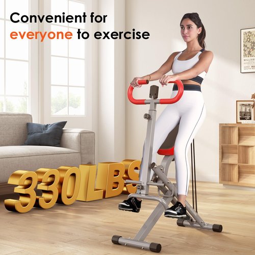SogesHome Squat Machines Rowing Machine, Foldable & Full Body Exercise Workout Equipment, Row and Ride Squat Machine 330 LBS Weight Capacity, Glute Trainer Machine (Red)