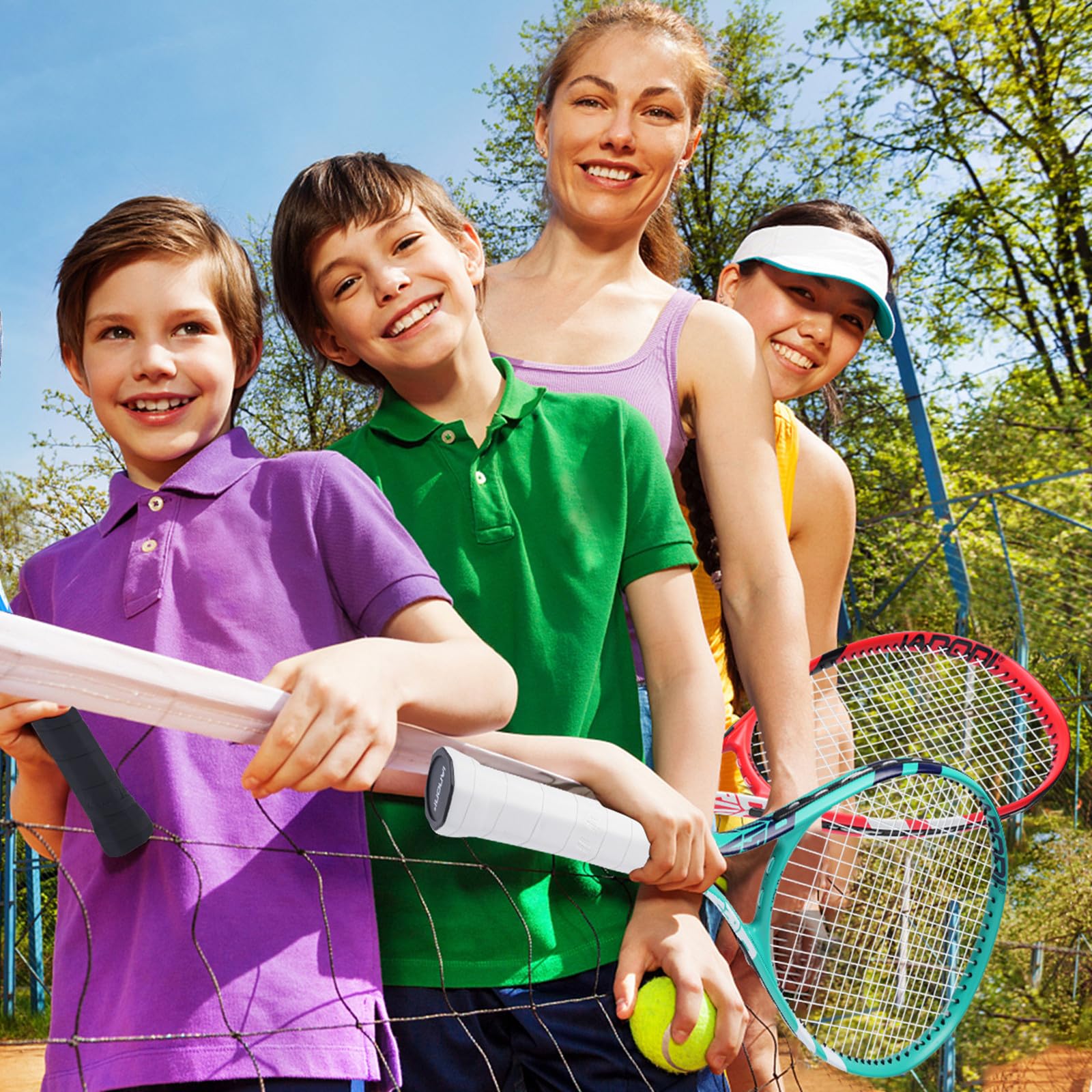 Tennis Racket for Kids 23'' Kid's Tennis Racquet Set of 2-2 Chird Tennis Rackets with 3 Balls,2 Grips,2 Vibration Dampers(Red and Green)