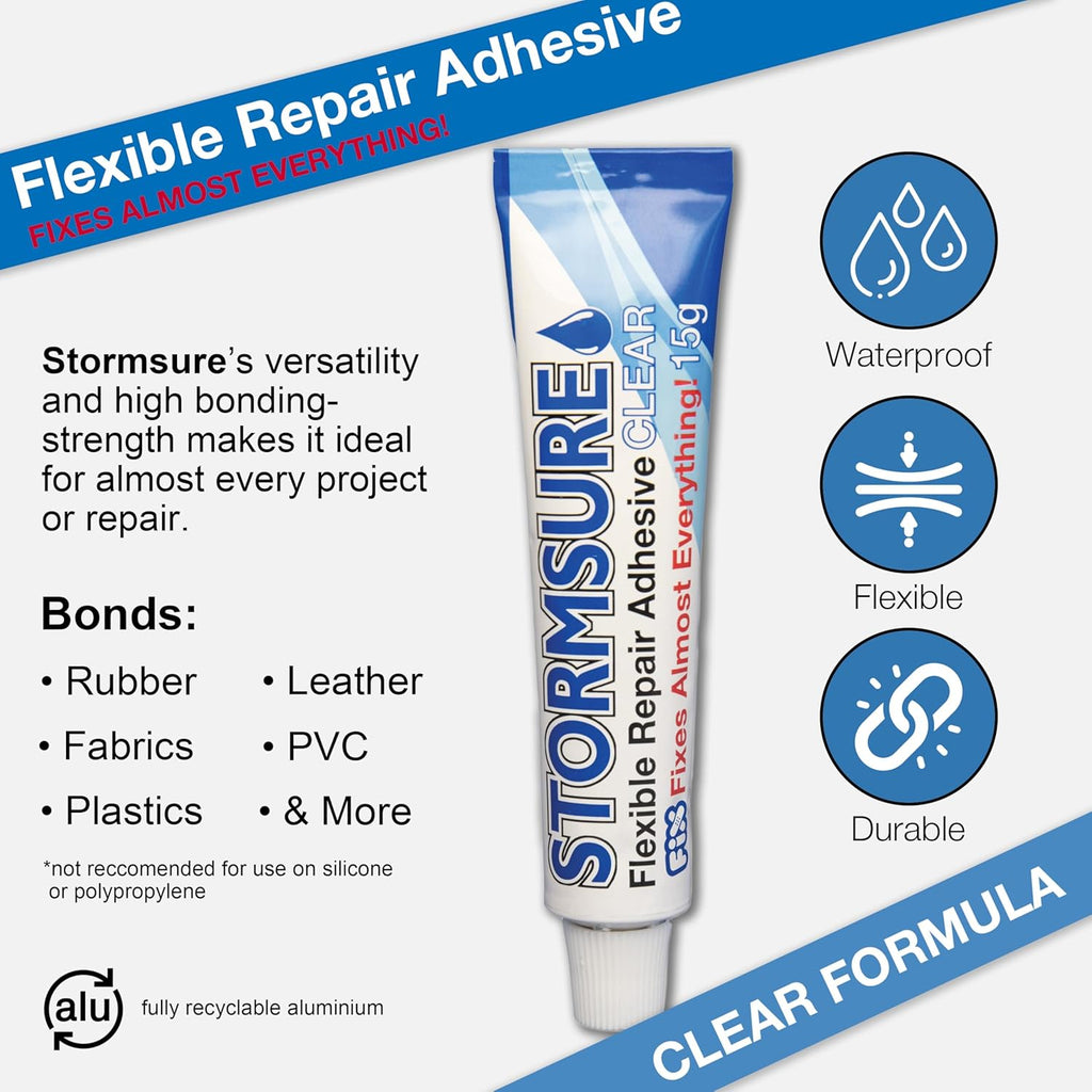 Stormsure Flexible Repair Adhesive - Heavy Duty Waterproof & Ultra-Durable 15g Clear