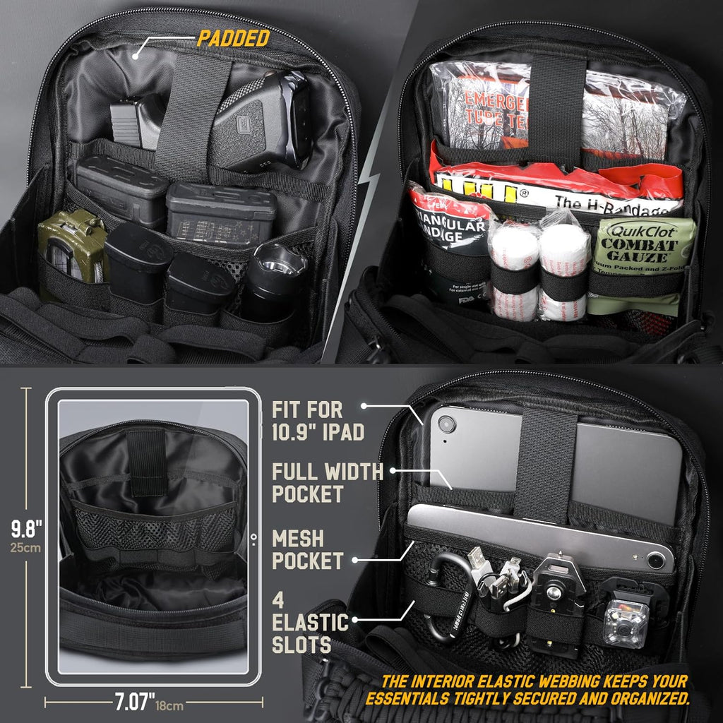 WYNEX Tactical Molle Admin Pouch - Large Capacity EDC Organizer with Double Layer Design & Elastic Webbing Panel