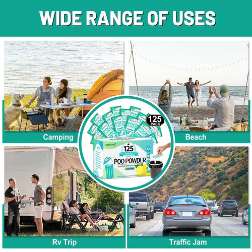 CRAZYTHUR Portable Toilet Gel, Poo Powder for Portable Toilet, Poo Powder for Portable Toilets, Camping Toilets Gel, Pee Powders for Outdoor Camping and Hiking
