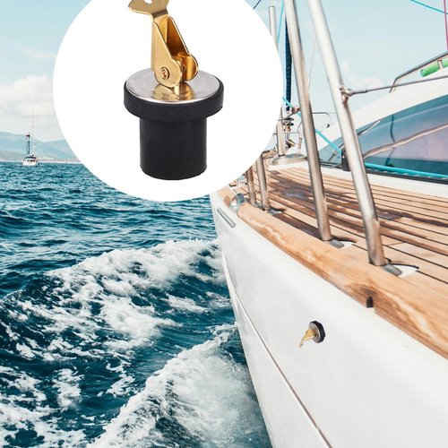 4pcs Boat Plugs 3/4in, Brass Boat Bait Well Drain Plug with Rubber Snap Lock for Yacht Kayak Fishing Bait Tank Livewell & Marine Applications