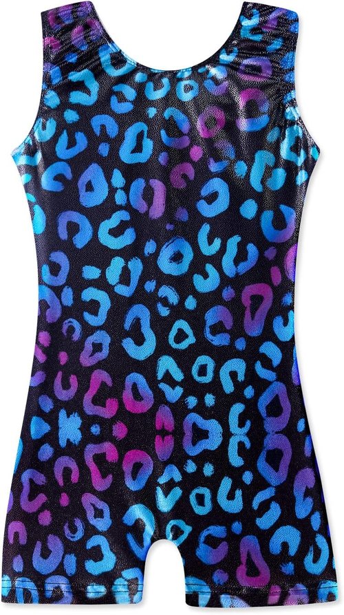 HOZIY Gymnastics Leotards for Girls - Sparkle Unicorn & Leopard Biketard Outfits, Sizes 2-10