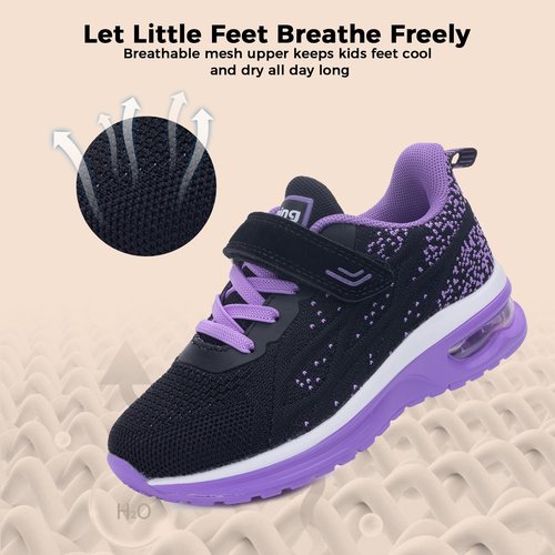 AiEles Boys Girls Shoes Kids Sneakers Tennis Running Athletic Shoes Breathable Sport Gym Walking Sneakers (Size13 Little Kid,BlackPurple)