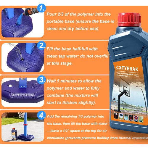 cxtyerak Sand for Basketball Hoop Base,27 Oz Multi-Functional Base Weighted Gel for Punching Bag Filler,Sand Bags,Outdoor Umbrellas and Volleyball Nets(Apply with Water,Replaces Up to 675 Lbs Sand)