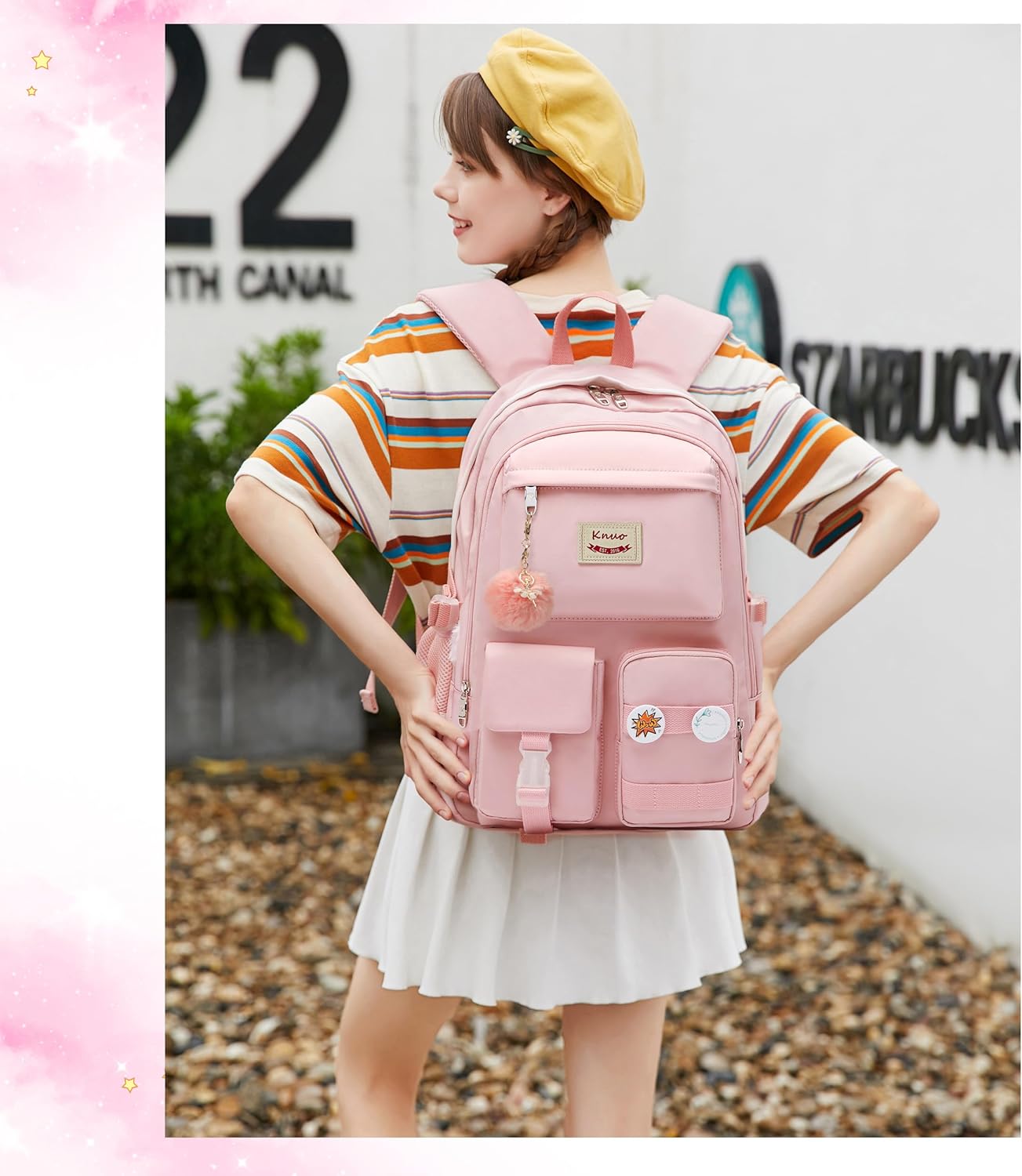 Skiennix Girls Laptop Backpack - Cute Anti-Theft Daypack for School | 15.6 Inch - Pink