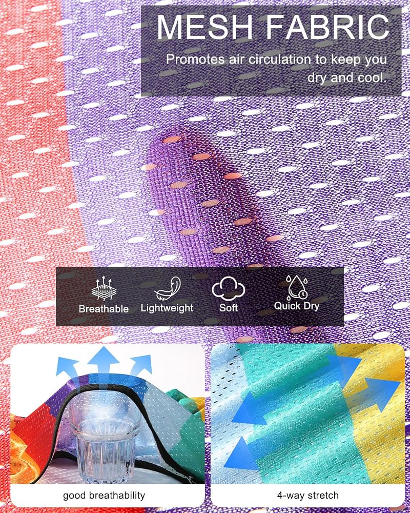Rainbow X-Large Men’s Sleeveless Hooded Mesh Shirt for Gym & Pride