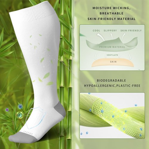 LEVSOX Wide Calf Compression Socks - 15-20mmHg Knee High Support Stockings for Circulation