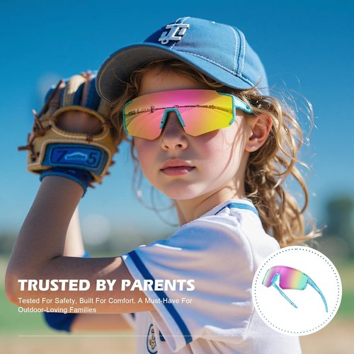 Fanshen Kids Baseball Sunglasses - Polarized UV Protection for Boys & Girls Ages 3-12