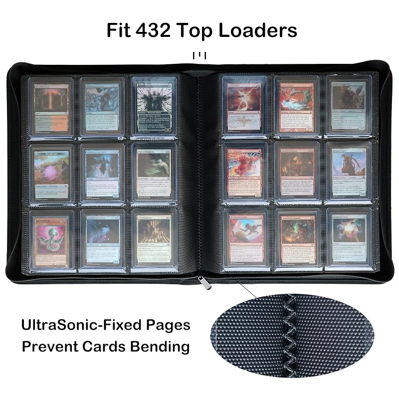 Top Loader Binder for Cards - 432 Card Capacity, 9-Pocket Pages, Black Variation: Black+9-Pocket