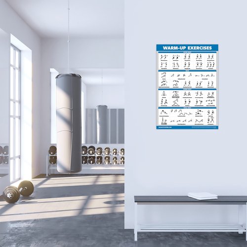 Palace Learning 4 Pack - Cable Machine Workout Posters Volume 1 & 2 + Stretching Exercises + Warm Up Exercises (LAMINATED, 18" x 24")