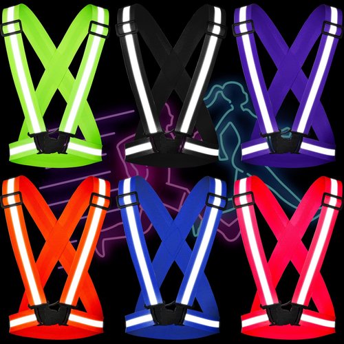 Macarrie 15 Pcs High Visible Reflective Running Vest Bulk Adjustable Safety Vest Elastic Straps Gear Night Walking Outdoor(Multicolor)