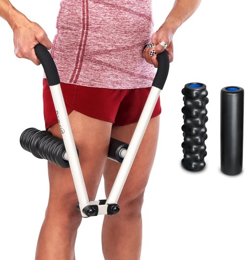 DoubleUP Muscle Roller Therapy Kit - White - Lever-Action Pressure Control & Quick-Change Rollers