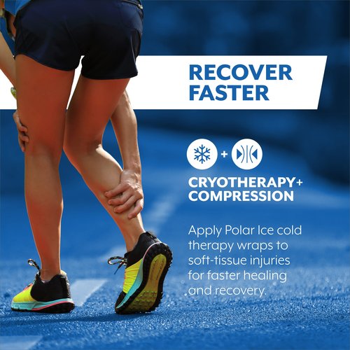 Brownmed Polar Ice Large Knee Wrap - Wearable Cold Therapy Ice Pack for Pain Relief & Recovery - Large