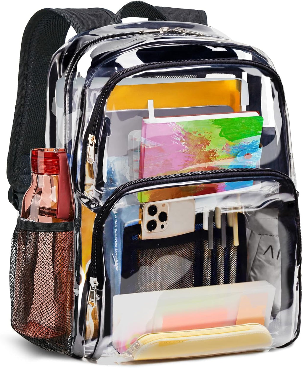 Vorspack Clear Backpack - Heavy Duty Transparent Bookbag for College & Travel | Large Black Design