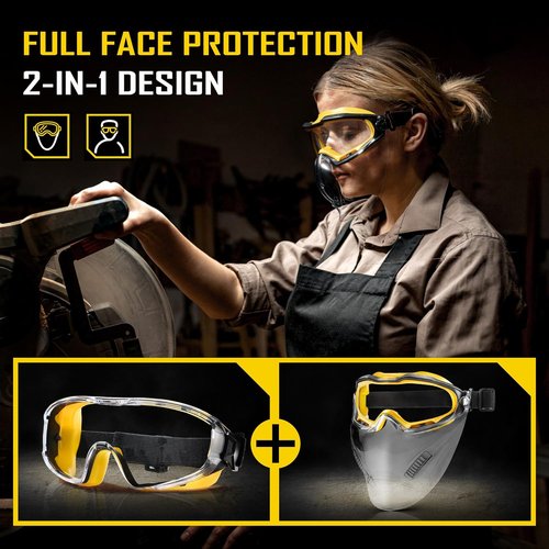 COOLJOB Safety Goggles - Over Glasses Design with Anti-Fog Clear Lens | ANSI Z87.1 Impact Resistant