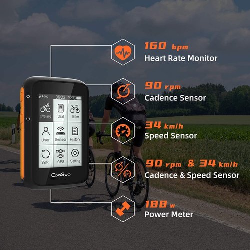 COOSPO Bundle GPS Bike Computer BC200 Cadence Speed Sensor Bluetooth ANT+ Cycling RPM Sensor BK467