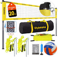 Skiennix 20ft Portable Outdoor Volleyball Net Set - Adjustable Heavy Duty Poles, Durable PE Net & Volleyball Included