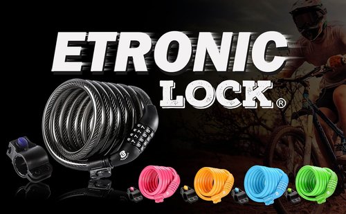 Etronic Bike Lock M6 - 6 Feet Coiled Security Cable Lock with Resettable Combo & Mounting Bracket