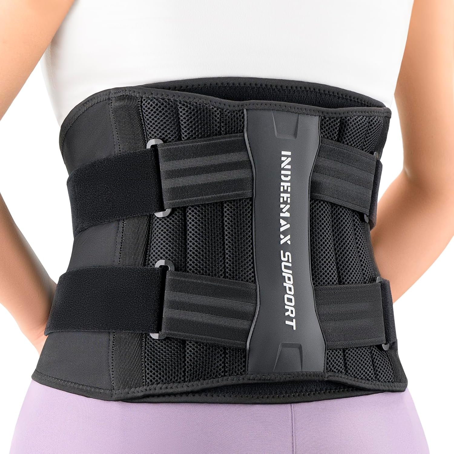 Skiennix Back Brace for Lower Back Pain Relief - Breathable Support Belt with Lumbar Pad & 7 Stays | Size M