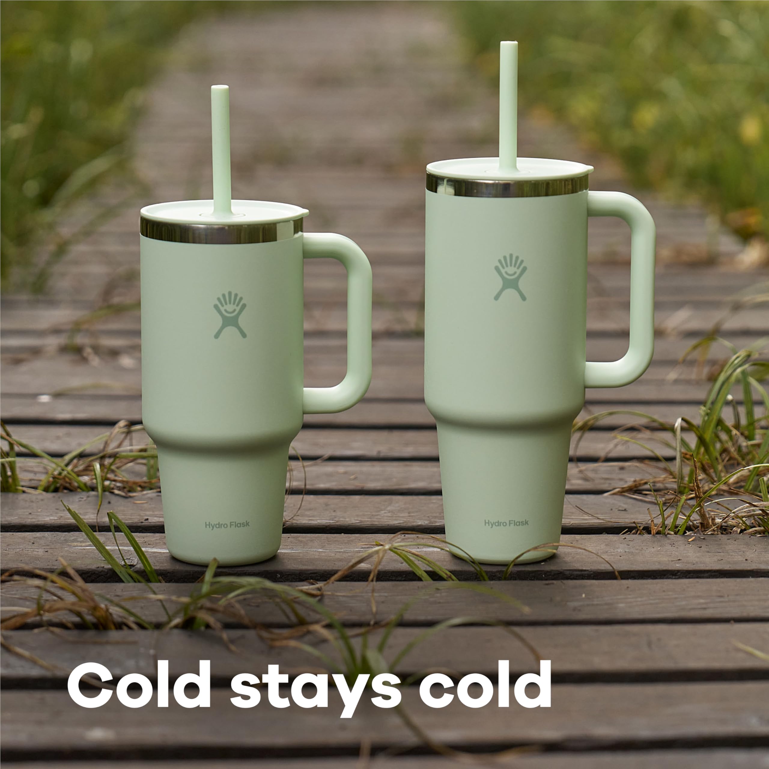 Hydro Flask 40 Oz Travel Tumbler with Handle, Lid and Straw - Insulated Stainless Steel in 40 Oz Jelly Green