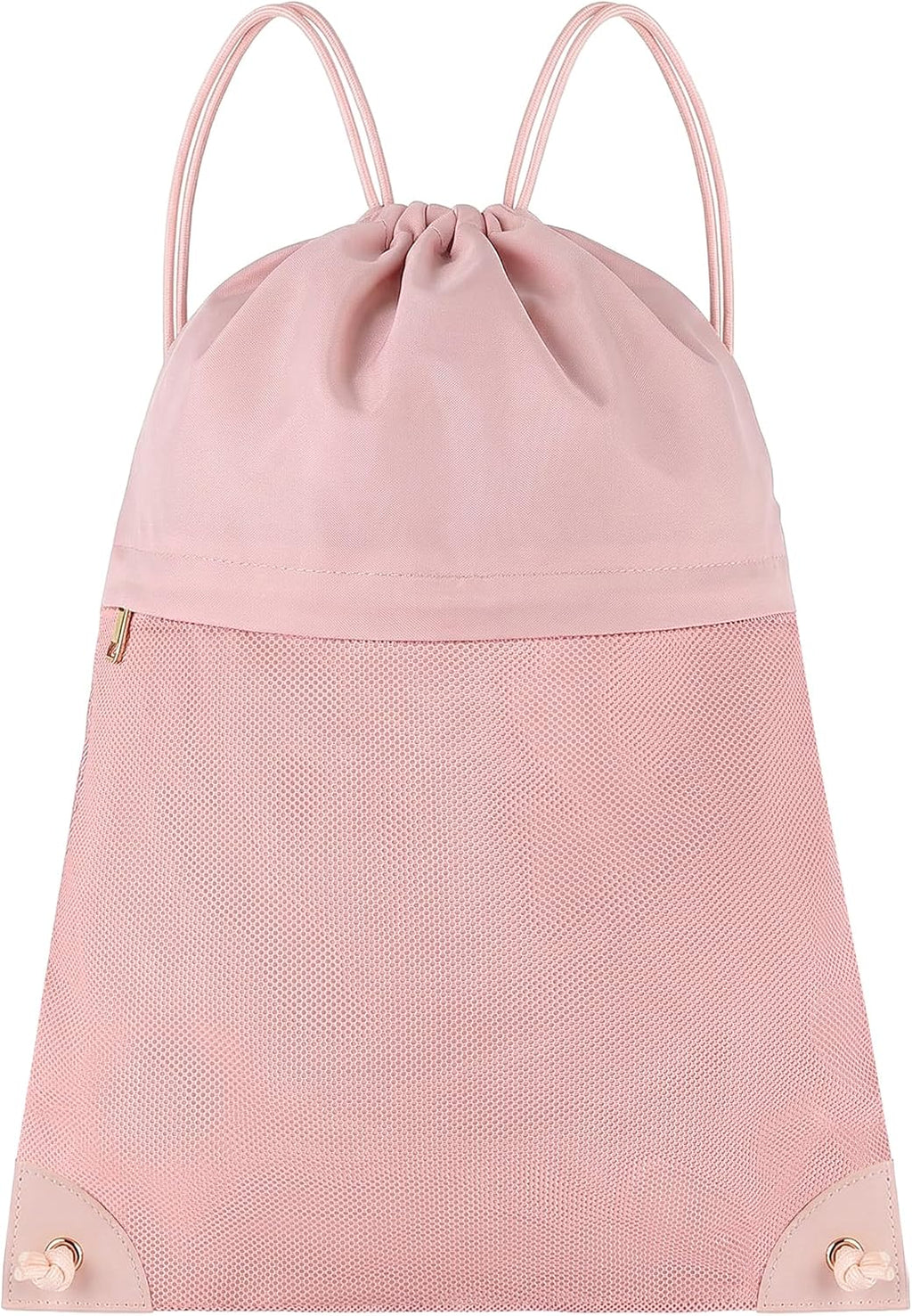 Skiennix Drawstring Backpack Gym Bag - Lightweight Cinch Sports Sackpack for Travel & Yoga, Pink