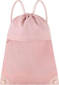 Skiennix Drawstring Backpack Gym Bag - Lightweight Cinch Sports Sackpack for Travel & Yoga, Pink