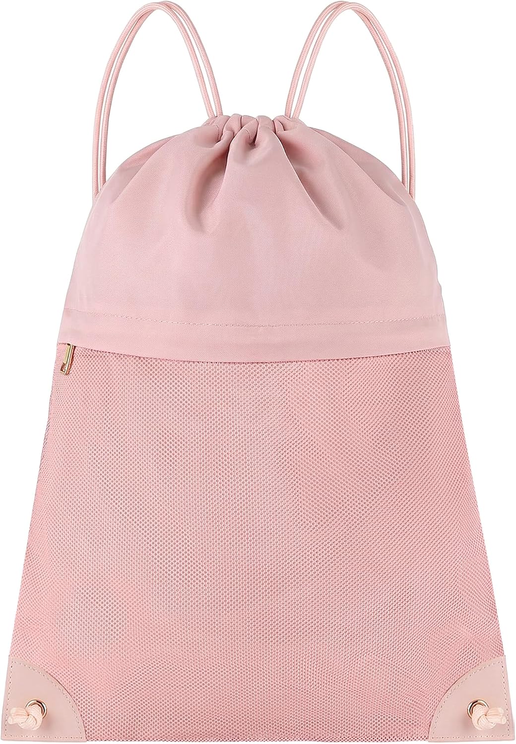Skiennix Drawstring Backpack Gym Bag - Lightweight Cinch Sports Sackpack for Travel & Yoga, Pink
