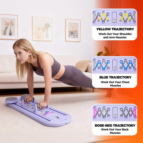 AVOCARDIO Foldable Pilates Reformer Board - Multifunctional 10-in-1 Set - Home Workout Equipment - Portable Home Gym Pilates Kit with Towel, Resistance Bands and Pilates Socks - Push Up and Abs Board