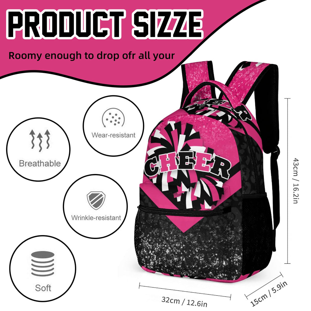 SKYIGC Cheer Backpacks for Cheerleaders, Cheerleading Backpack 16.5in, Cheerleader Gifts for Team (Rose&Black)