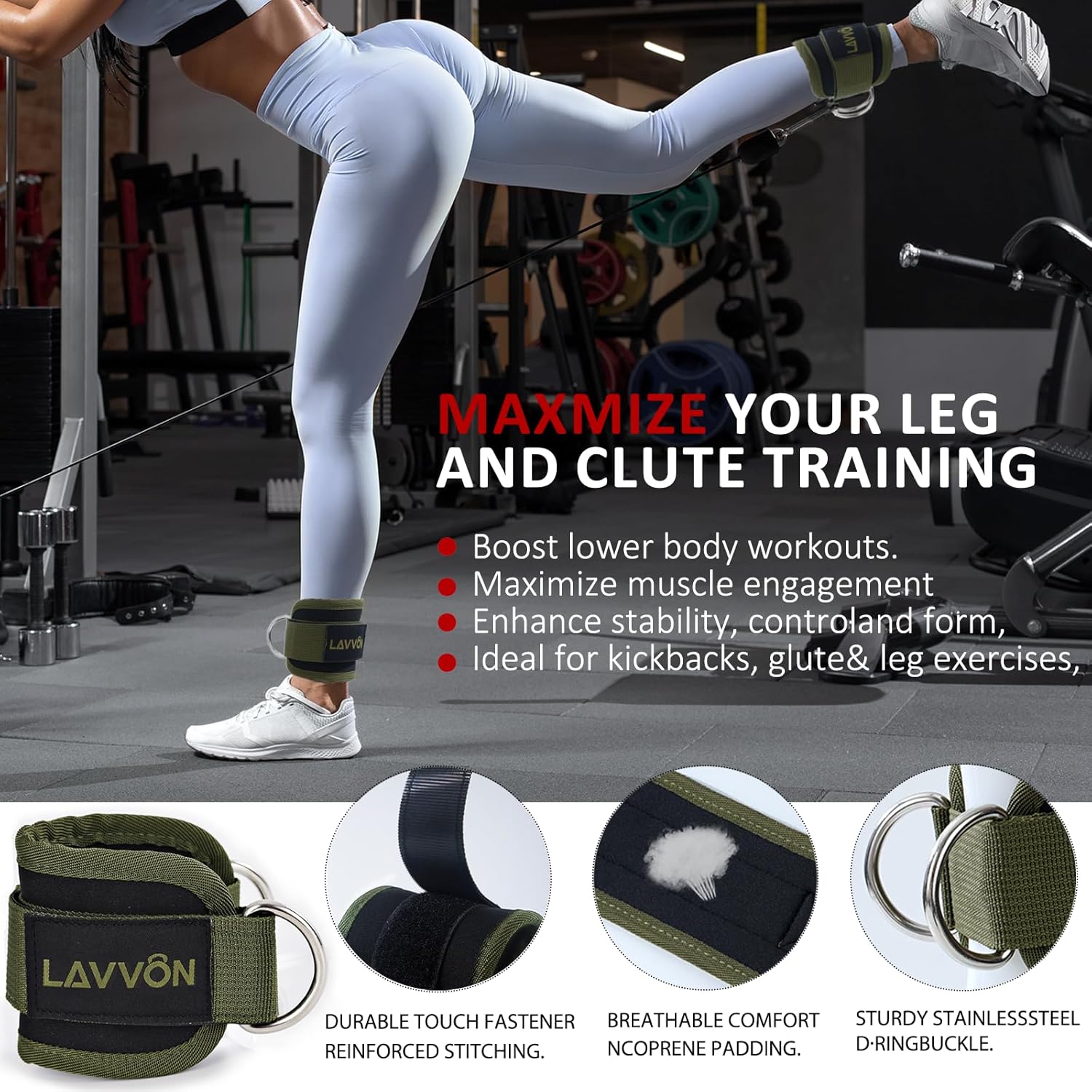 Squat Pad Set - Foam Barbell Pad for Squats & Lunges | Olympic Weight Bar Pad with Ankle & Wrist Straps