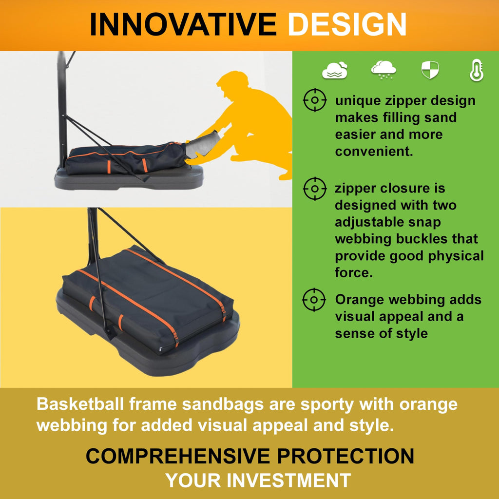 Basketball Hoop Sandbag - Heavy Duty Weighted Bottom Anchor for Basketball Hoops -600DOxford Fabric Waterproof Dustproof, Windproof, L35.4 xW23.6 xH5.1，Only Bag.