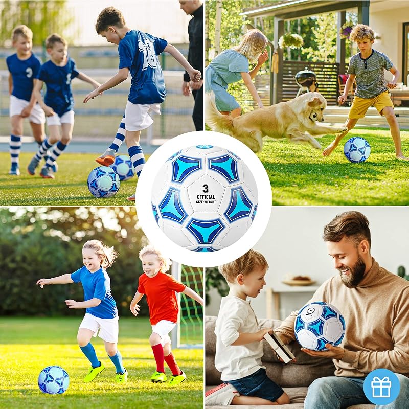Color-Changing Soccer Ball Size 3-5 with Carry Net, Pump & Needles – UV-Activated Fun Gift for Kids (Blue 4-6 Age)