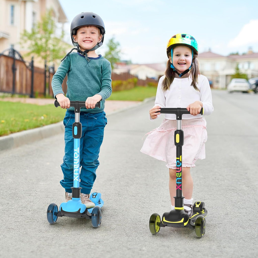 TONBUX Kids Scooter - Light Up 3-Wheel Kick Scooter for Ages 3-12 | Adjustable Height & Anti-Slip Deck