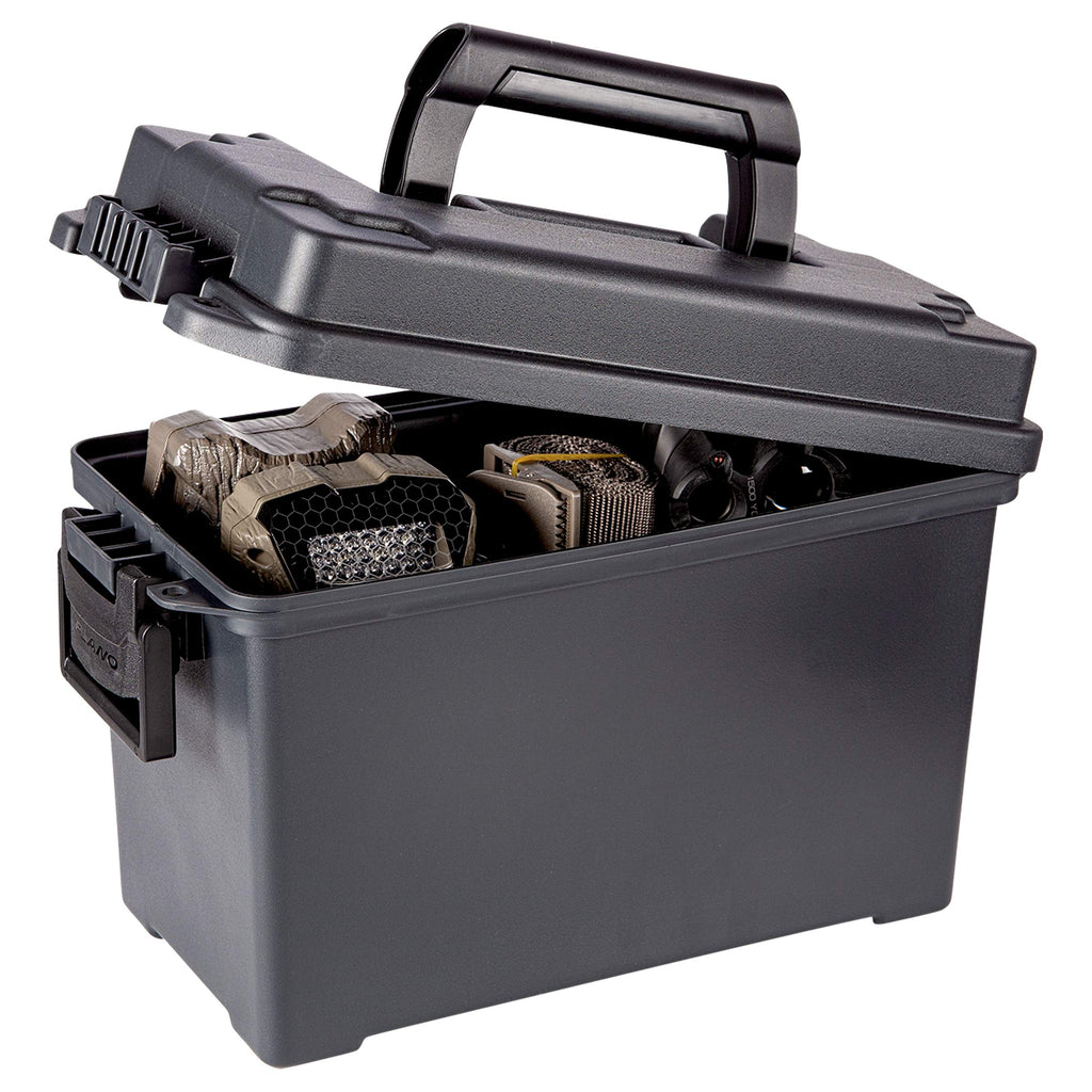 Plano Field Ammo Box .50 Caliber, Black, Lockable Ammunition Storage Box with Heavy-Duty Carry Handle, Medium Plastic Ammo Crate, Water-Resistant Protection, Holds 6-8 Boxes of Ammo
