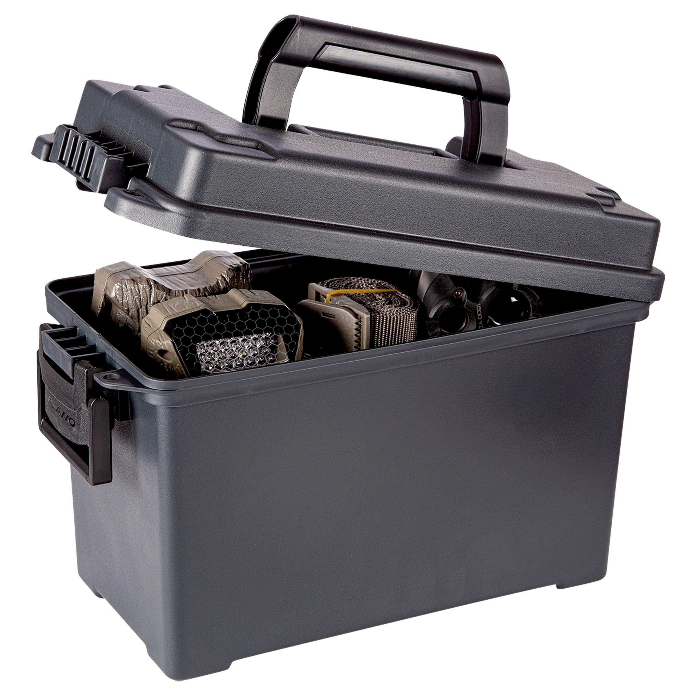 Plano Field Ammo Box .50 Caliber, Black, Lockable Ammunition Storage Box with Heavy-Duty Carry Handle, Medium Plastic Ammo Crate, Water-Resistant Protection, Holds 6-8 Boxes of Ammo