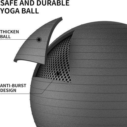 FITMIND Extra Thick Yoga Ball - Anti-Burst Stability Ball for Workout & Pregnancy | 22in/26in/30in with Pump