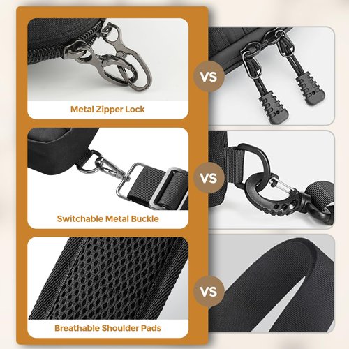 VADOO Small Sling Bag for Men, Tactical Crossbody Bag with Zipper Lock, RFID and Molle System for Travel Work Outdoor