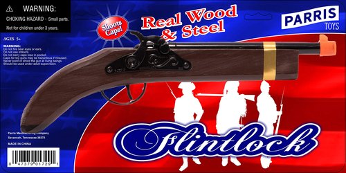 PARRIS CLASSIC QUALITY TOYS EST. 1936 Kentucky Rifle and Pistol Bundle - Real Wood & Steel Construction, Real Wood Stock, Pre-1898 Design