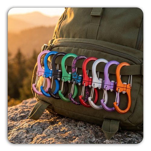 FresKaro 1kN Swivel Carabiner Clip, Heavy Duty Double-Ended Wire gate Carbineers, Small Non Locking Carabiners for Keys, Keychain, Hiking, Camping, Golf Bag, Water Bottle, Backpacking, Black, 5pcs
