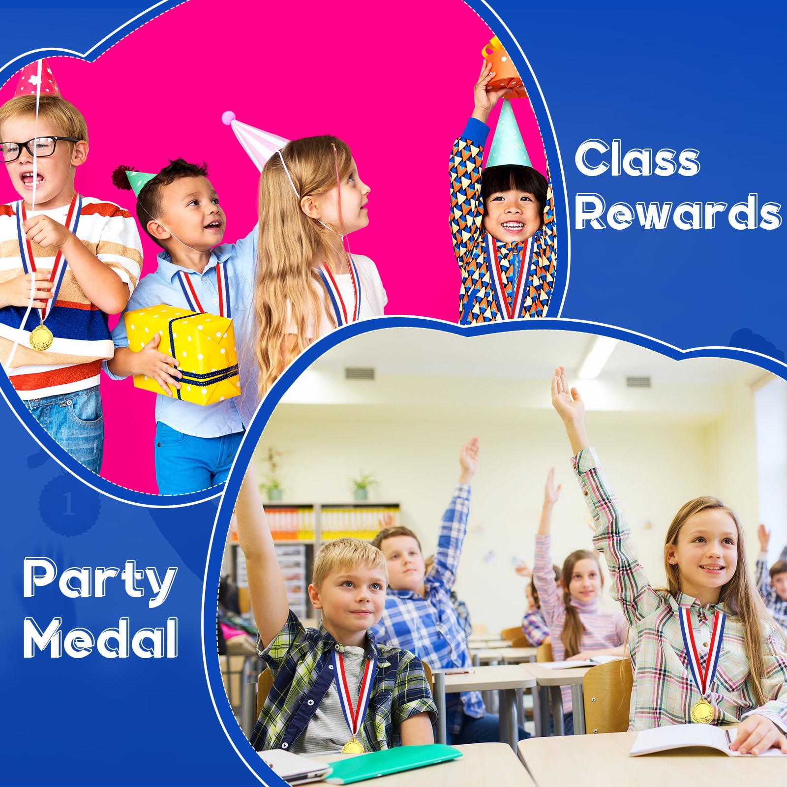 Kigeli 50 Pcs Blank Award Medals with Neck Ribbons Design Your Own Medals Kit Participation Trophy Metal Winner Award Prize for Adults Sports (Gold)